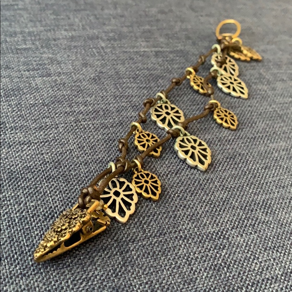 Lucky Brand Gold and Silver Leaf Clasp Bracelet